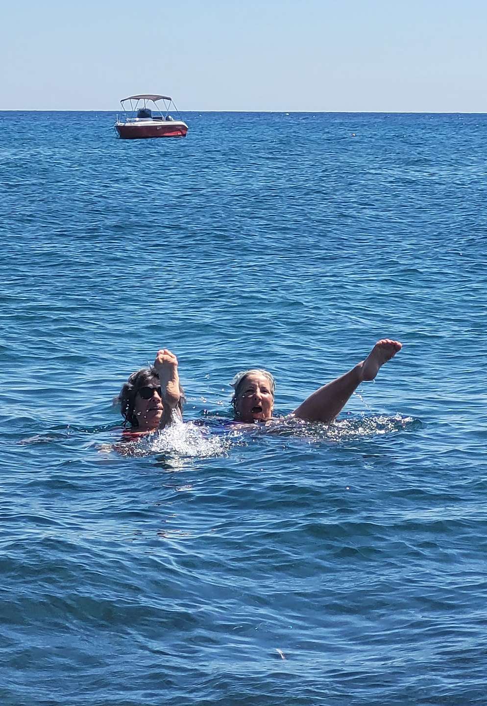 Lolo enjoying herself at Paralia Perivolos (Black Sands Beach)